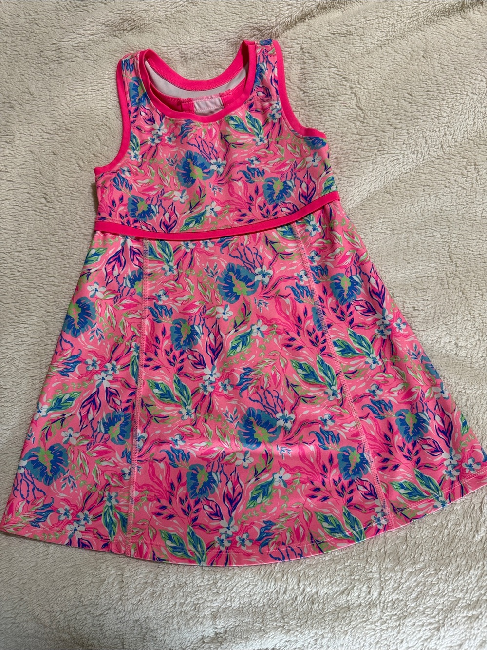Tommy Bahama Girls' Pink Floral Racer back tank Dress 5/6